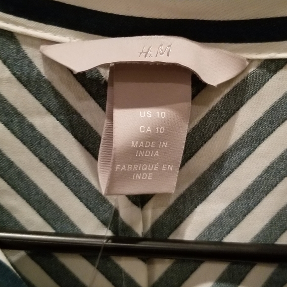 Dark green and white striped H&M shirt dress - Picture 2 of 2